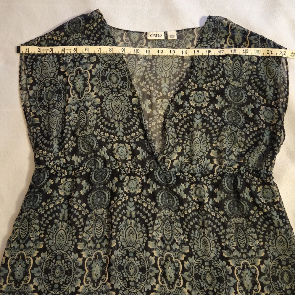 Cato Green And Black Paisley Patterned Blouse - Picture 7 of 9